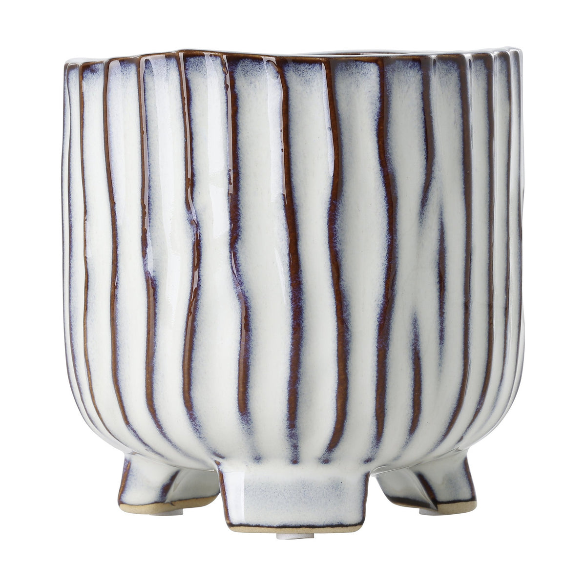 Wormiston Ceramic Plant Pot 13.7cm - White & Brown