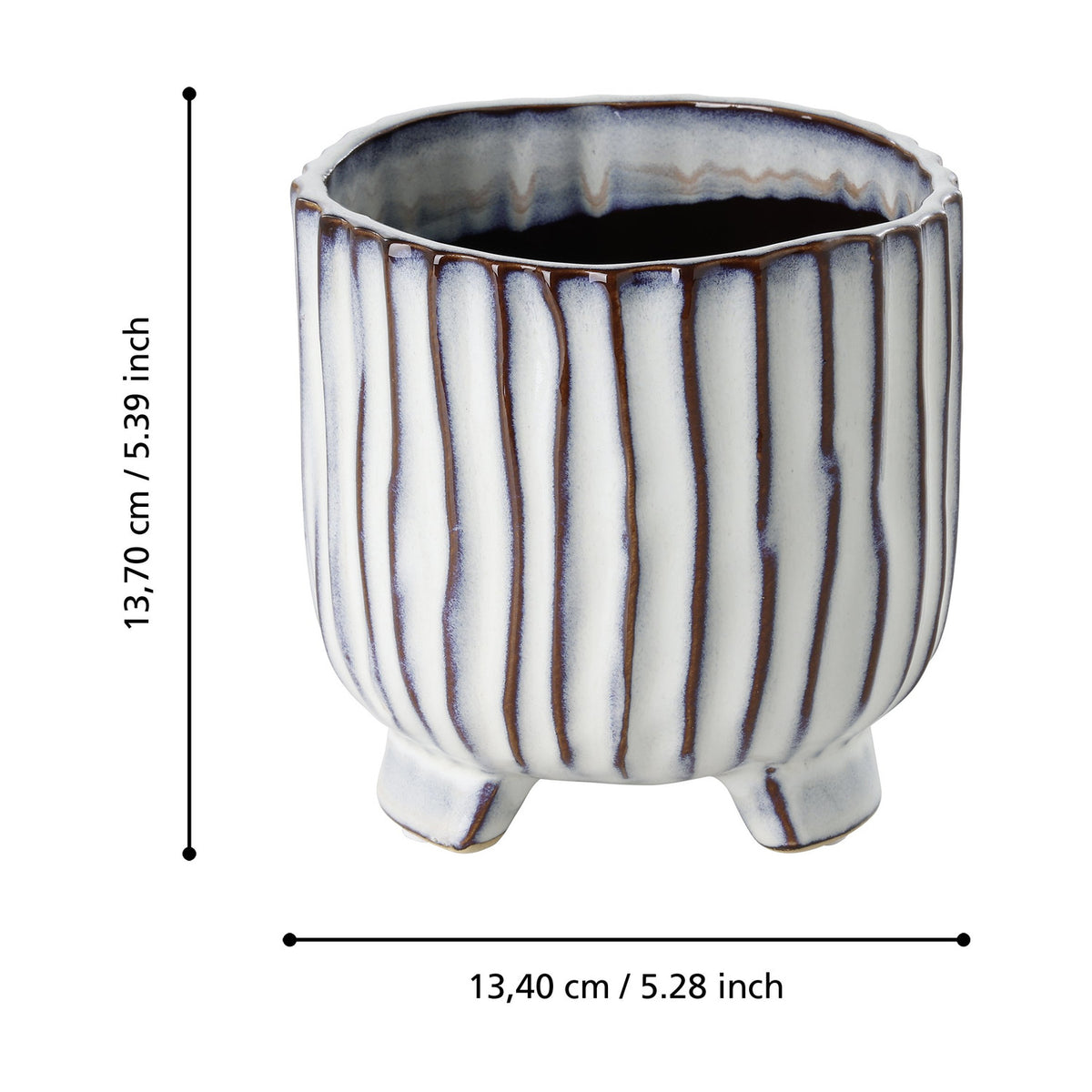 Wormiston Ceramic Plant Pot 13.7cm - White & Brown