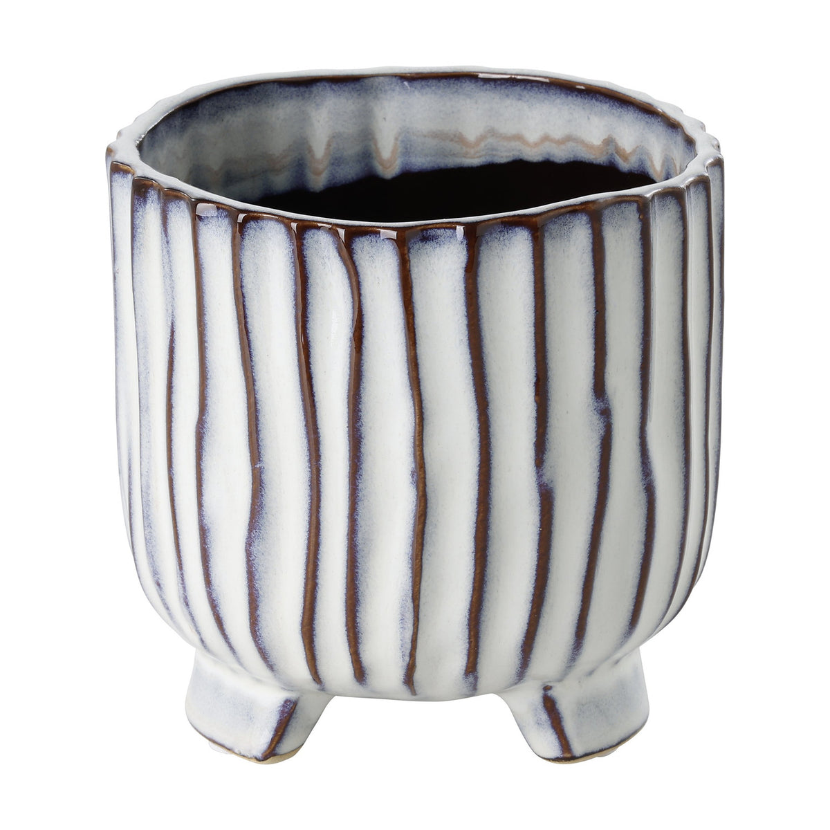 Wormiston Ceramic Plant Pot 13.7cm - White & Brown