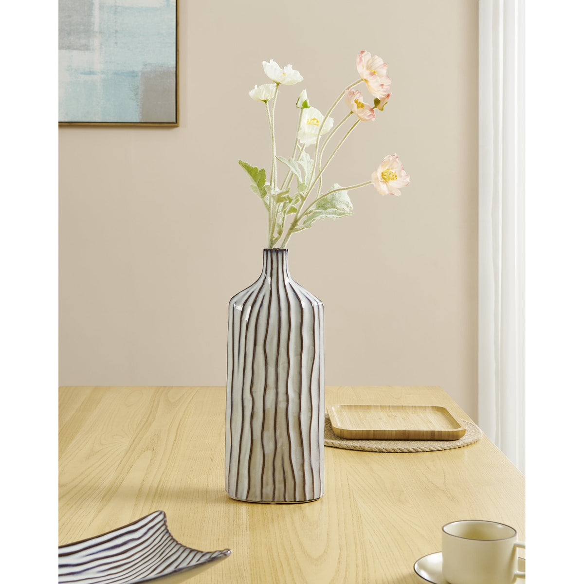 Wormiston Ceramic Vase 37.6cm - White & Brown