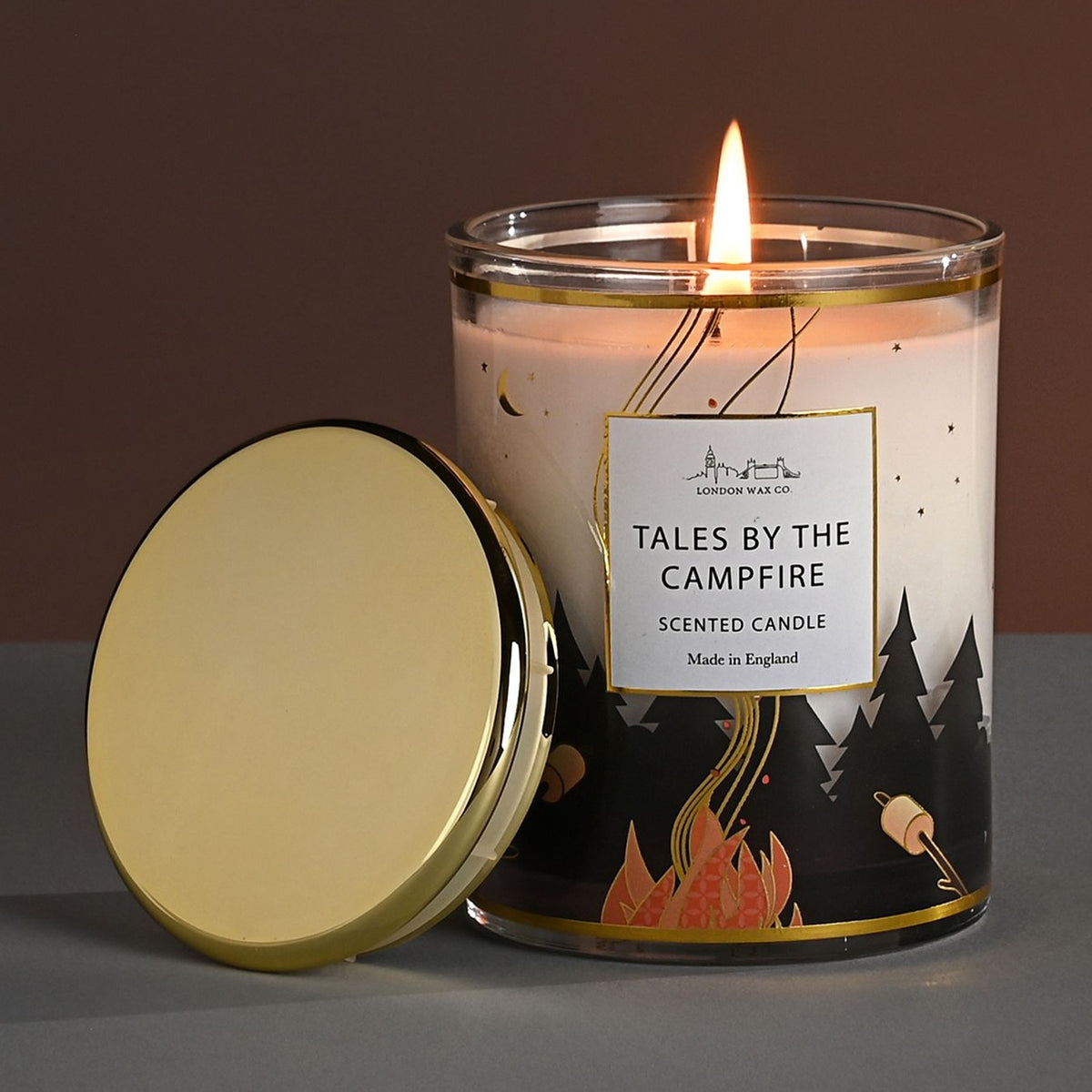 Tales by the Campfire 1 Wick Scented Candle 227g - Gold & White