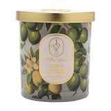 Lime & Mandarin Glass Scented Candle 190g - Green & Gold