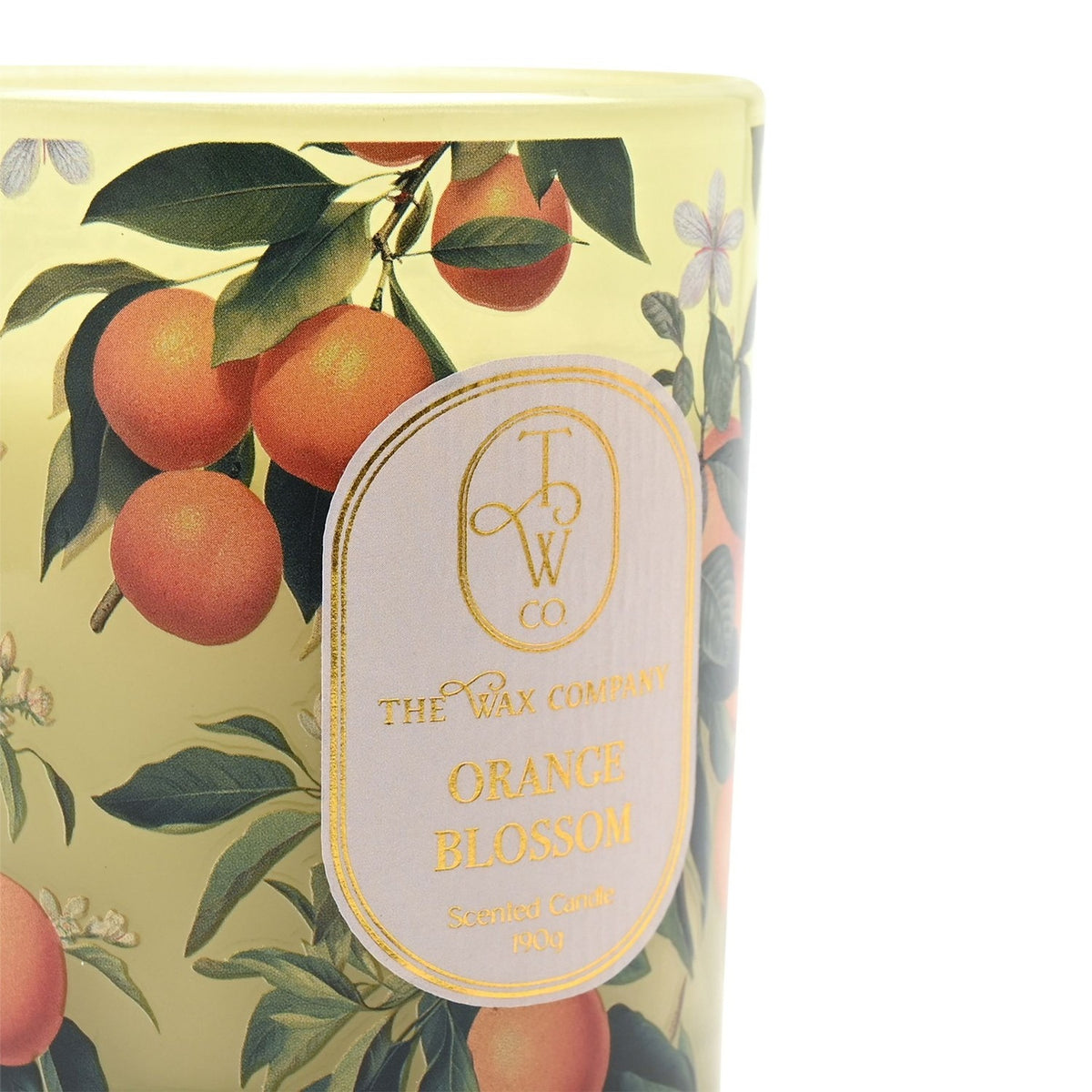 Orange Blossom Glass Scented Candle 190g - Green & Gold
