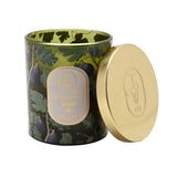 Warm Fig Glass Scented Candle 190g with Lid - Green & Gold