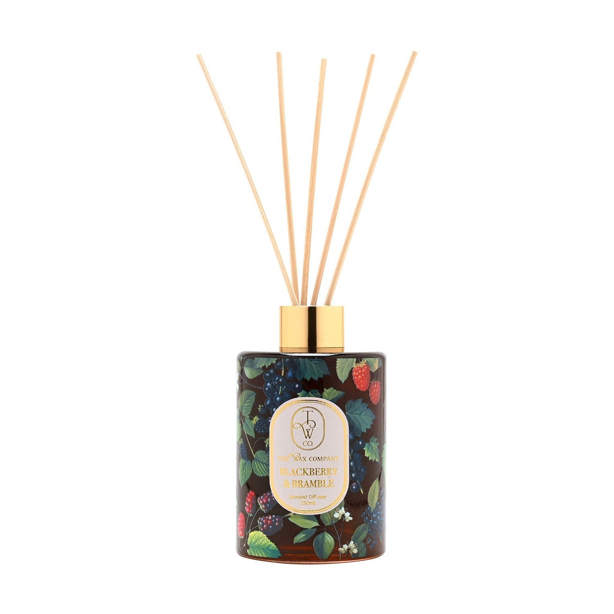 Blackberry Bramble Glass Reed Diffuser 250ml - Burgundy & Green