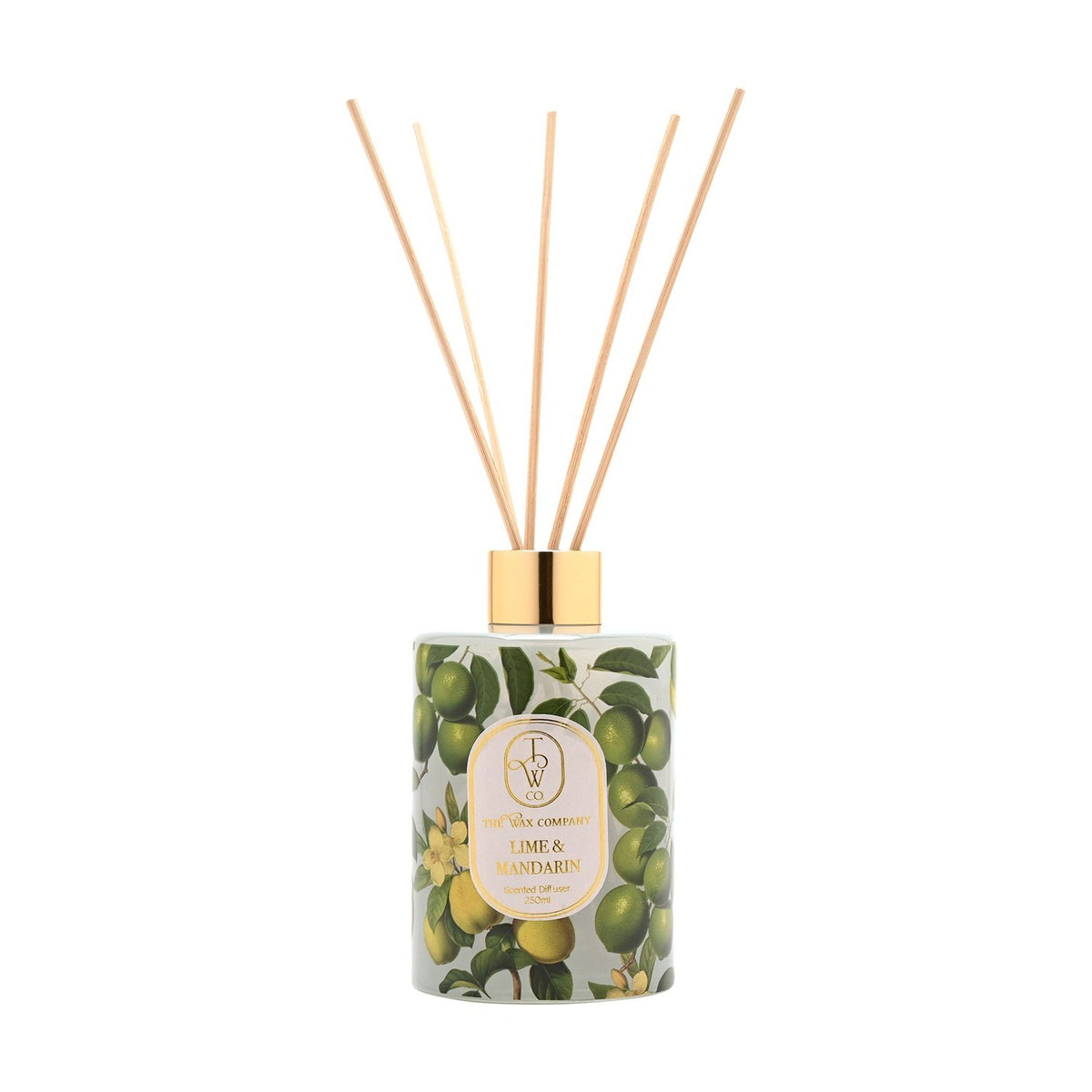 Lime & Mandarin Glass Reed Diffuser 250ml - White & Green