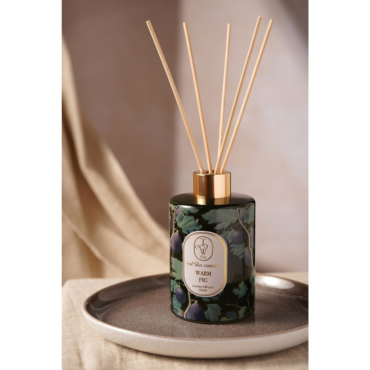 Warm Fig Printed Glass Reed Diffuser 250ml - Green & Purple