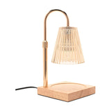 Reeded Glass Shade Candle Warming Table Lamp - Gold & Beige