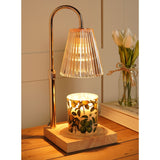 Reeded Glass Shade Candle Warming Table Lamp - Gold & Beige