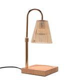 Reeded Glass Shade Candle Warming Table Lamp - Gold & Beige