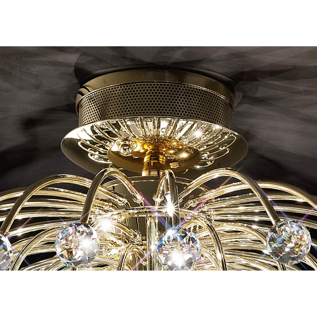 Xeena 10 Light Crystal Semi-Flush Ceiling Light – French Gold