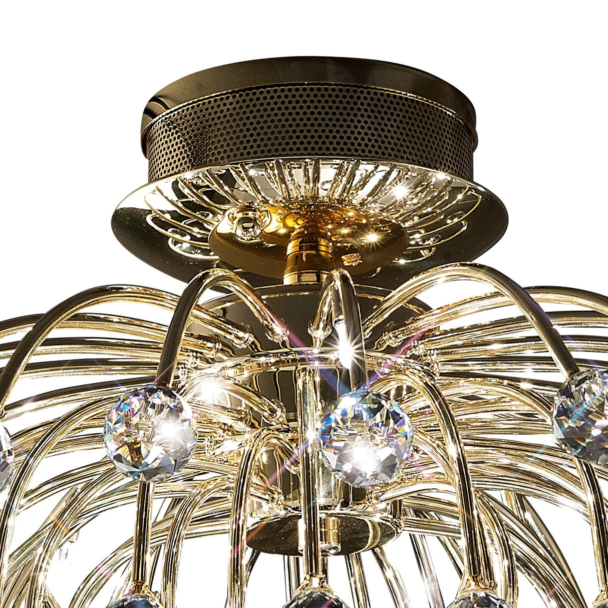 Xeena 10 Light Crystal Semi-Flush Ceiling Light – French Gold