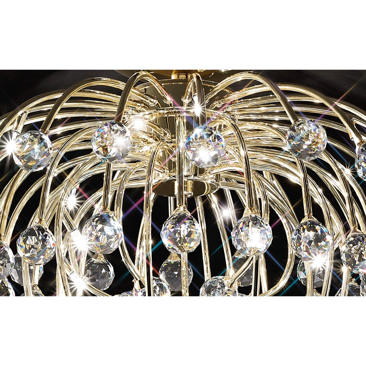 Xeena 10 Light Crystal Semi-Flush Ceiling Light – French Gold