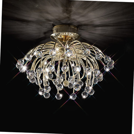 Xeena 10 Light Crystal Semi-Flush Ceiling Light – French Gold