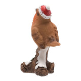 Christmas Robin on Frosted Branch Resin Figurine - Brown