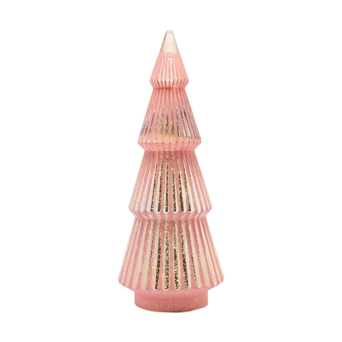 Glass Christmas Tree LED Light-Up Decoration - Pink & Silver
