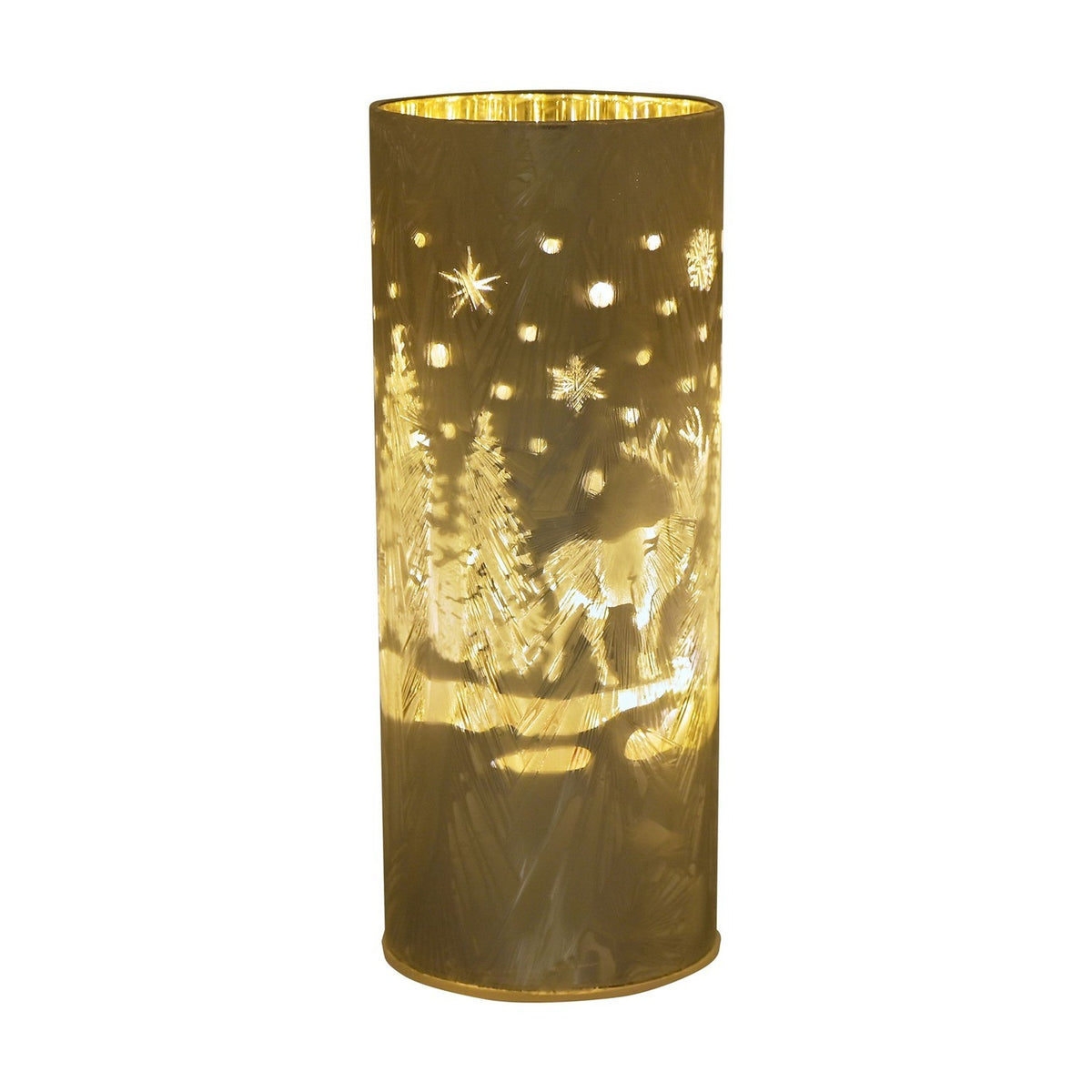 Medium Reindeer Glass LED Tube Light-Up Decoration - Silver