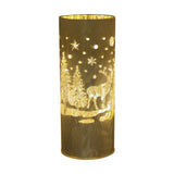 Medium Reindeer Glass LED Tube Light-Up Decoration - Silver