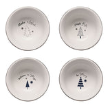 Set of 4 Christmas Tree Porcelain Dipping Bowls - White