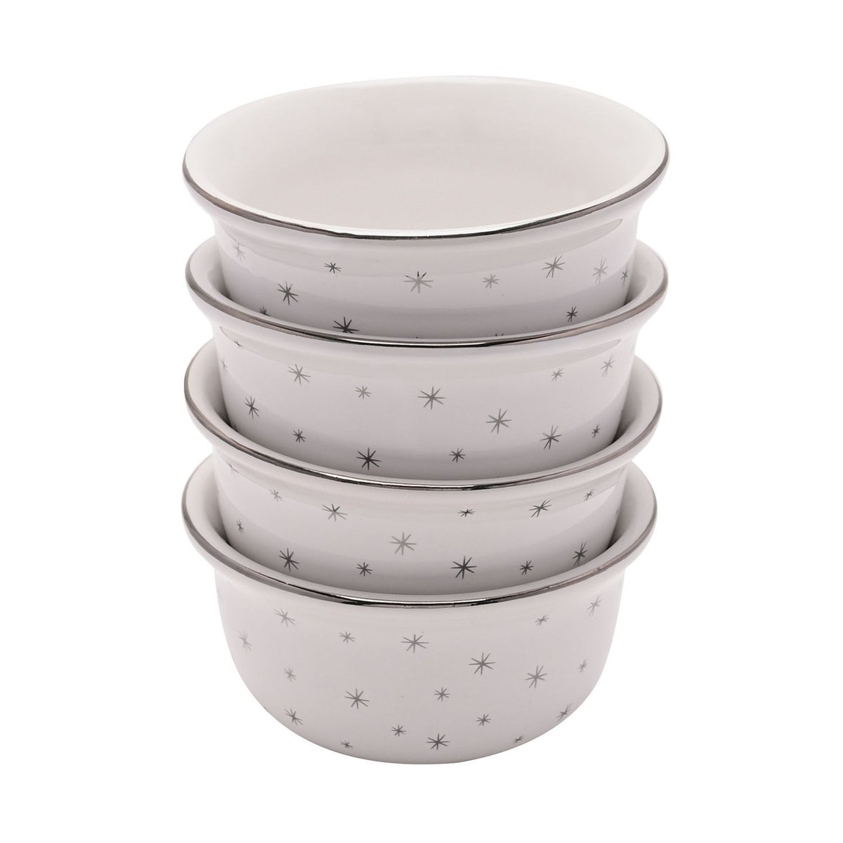 Set of 4 Christmas Tree Porcelain Dipping Bowls - White
