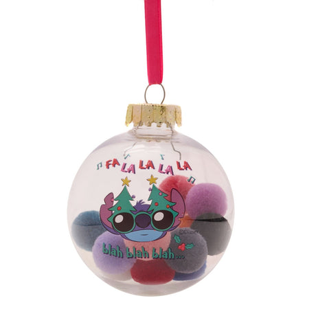 Stitch Set of 7 Pompom Bauble Christmas Tree Decorations - Clear