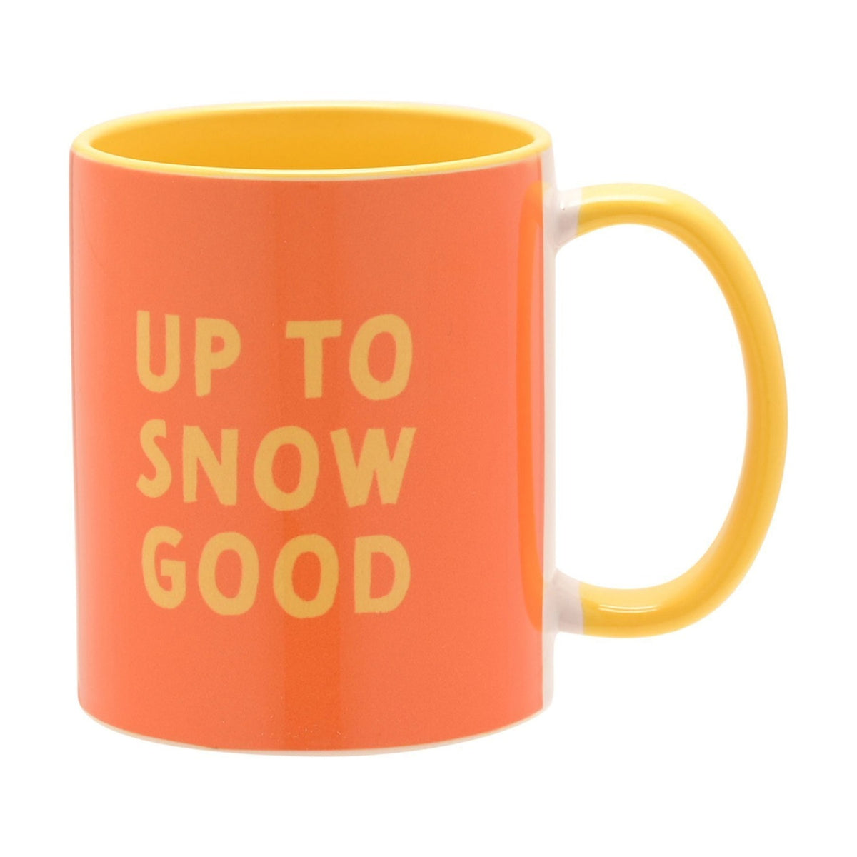 Up To Snow Good Handled Stoneware Mug 11oz - Orange & Yellow