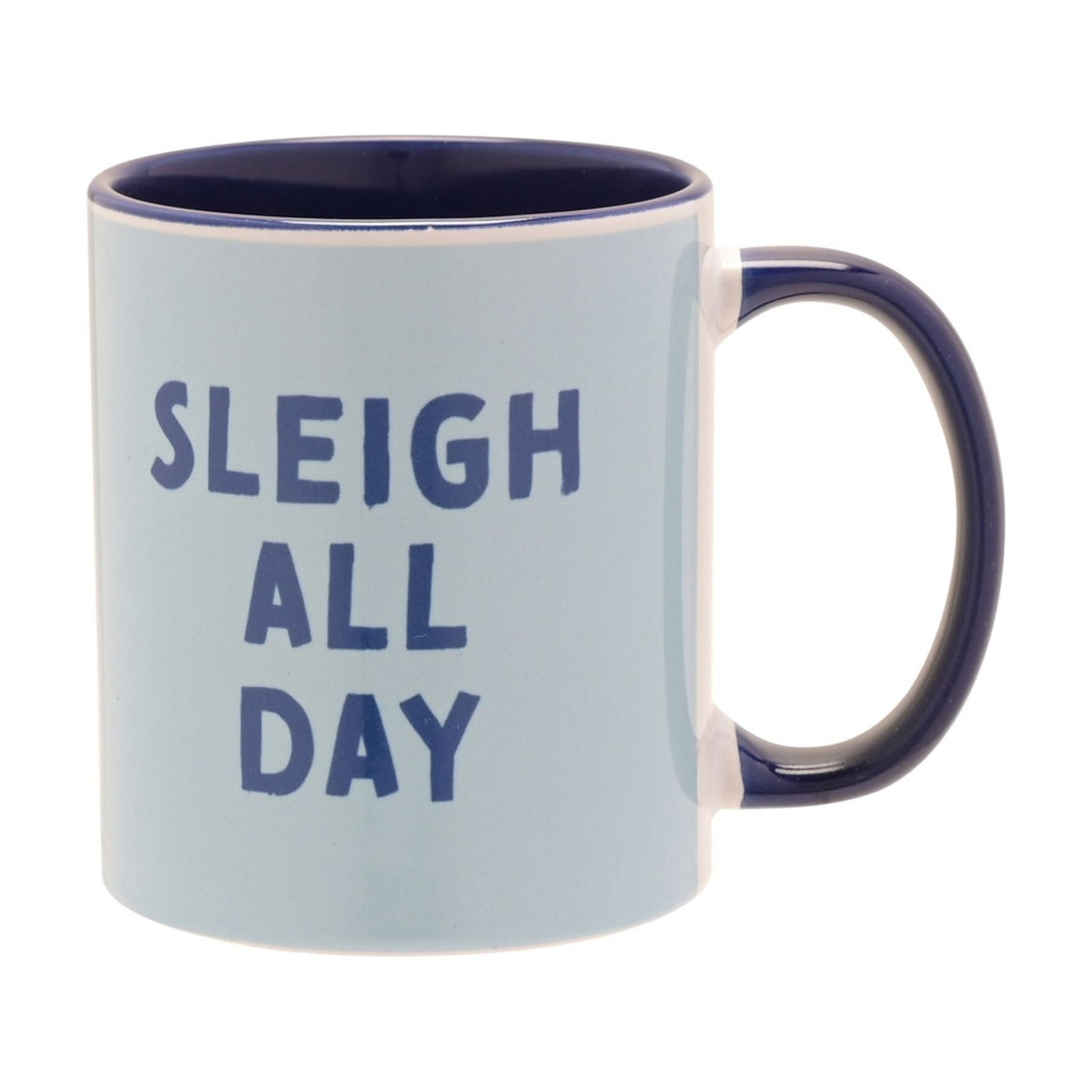 Sleigh All Day 11oz Stoneware Mug with Navy Handle - Blue
