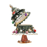 Snowy Christmas Tree Hinged Trinket Box with Bells - Green