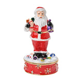 Father Christmas Jewelled Trinket Box with Hinged Lid - Red