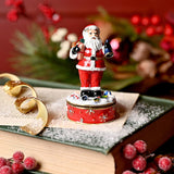 Father Christmas Jewelled Trinket Box with Hinged Lid - Red