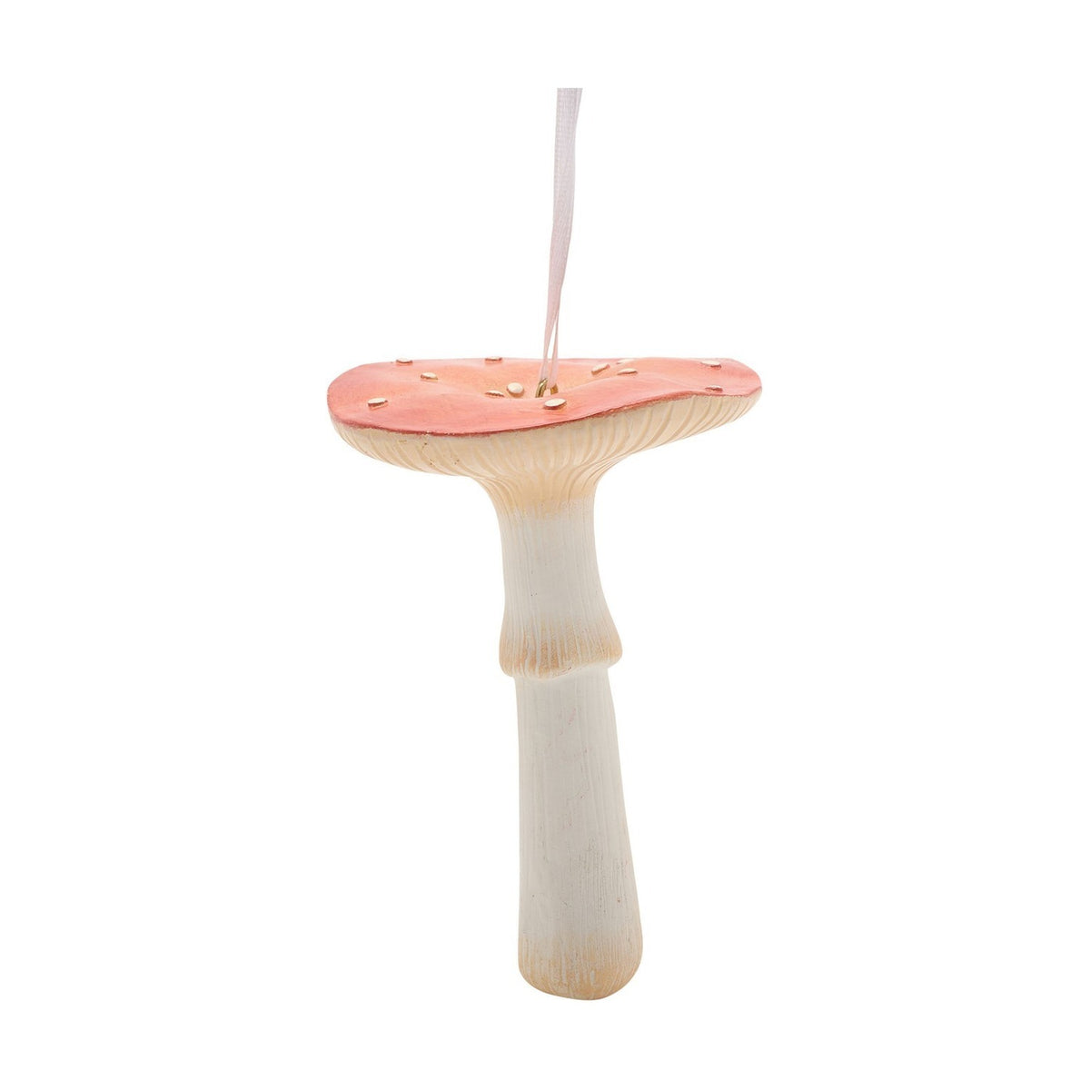 Spotted Mushroom Ornament Resin Figurine with Ribbon - Red