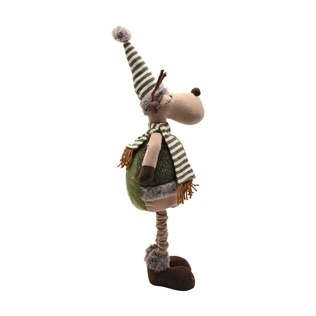 Fabric Standing Moose Decoration with Telescopic Legs - Green