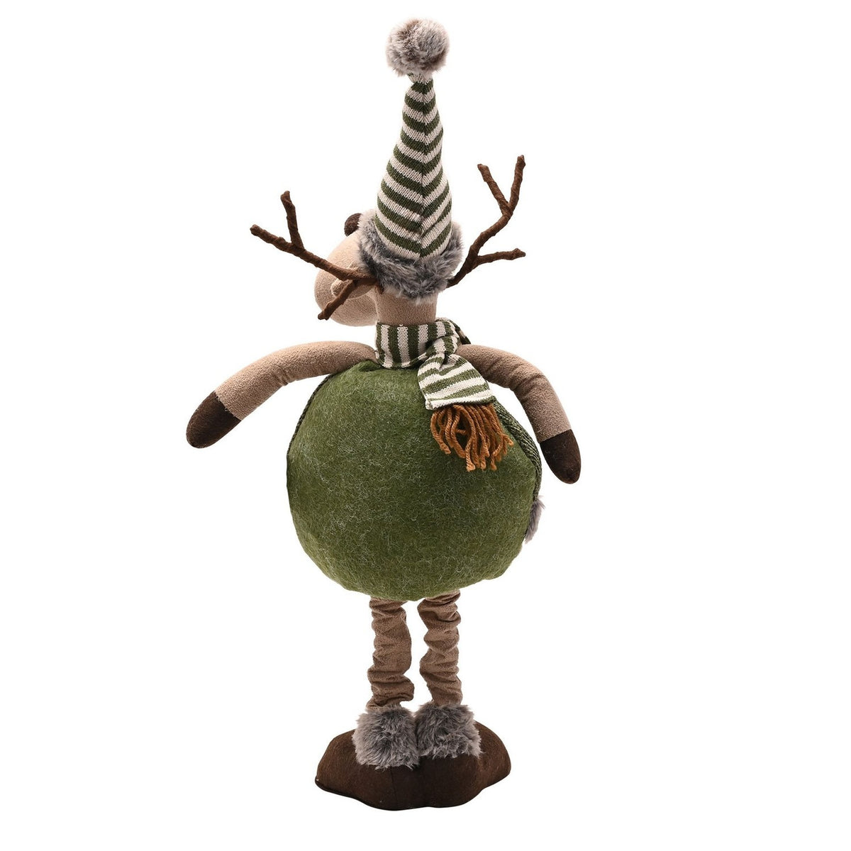 Fabric Standing Moose Decoration with Telescopic Legs - Green