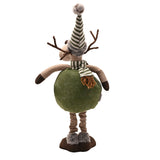Fabric Standing Moose Decoration with Telescopic Legs - Green