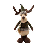 Fabric Standing Moose Decoration with Hat and Scarf - Brown