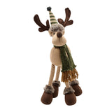 Fabric Four Legged Moose Figurine with Knitted Scarf - Brown