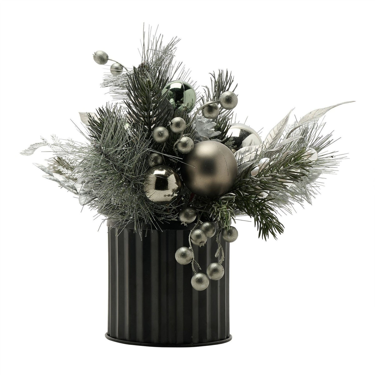 Bellivane Pine and Bauble Faux Plant 30.5cm - Green & Black