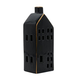 Tall LED House Ceramic Light-Up Decoration 20cm - Black