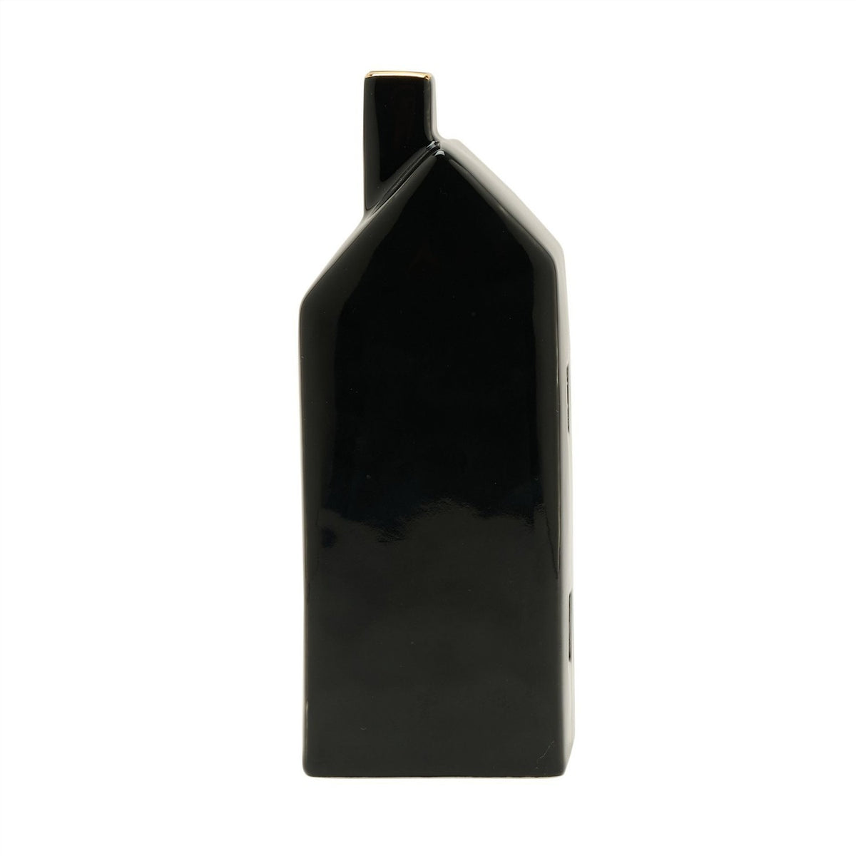 Tall LED House Ceramic Light-Up Decoration 20cm - Black