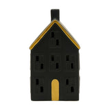 LED House Light-Up Decoration with Gold Trim Door - Black