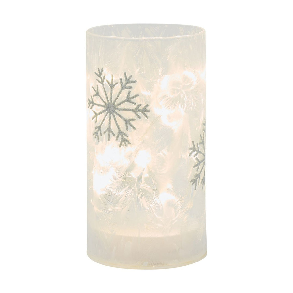 Small Snowflake Glass LED Tube Light-Up Decoration - Silver