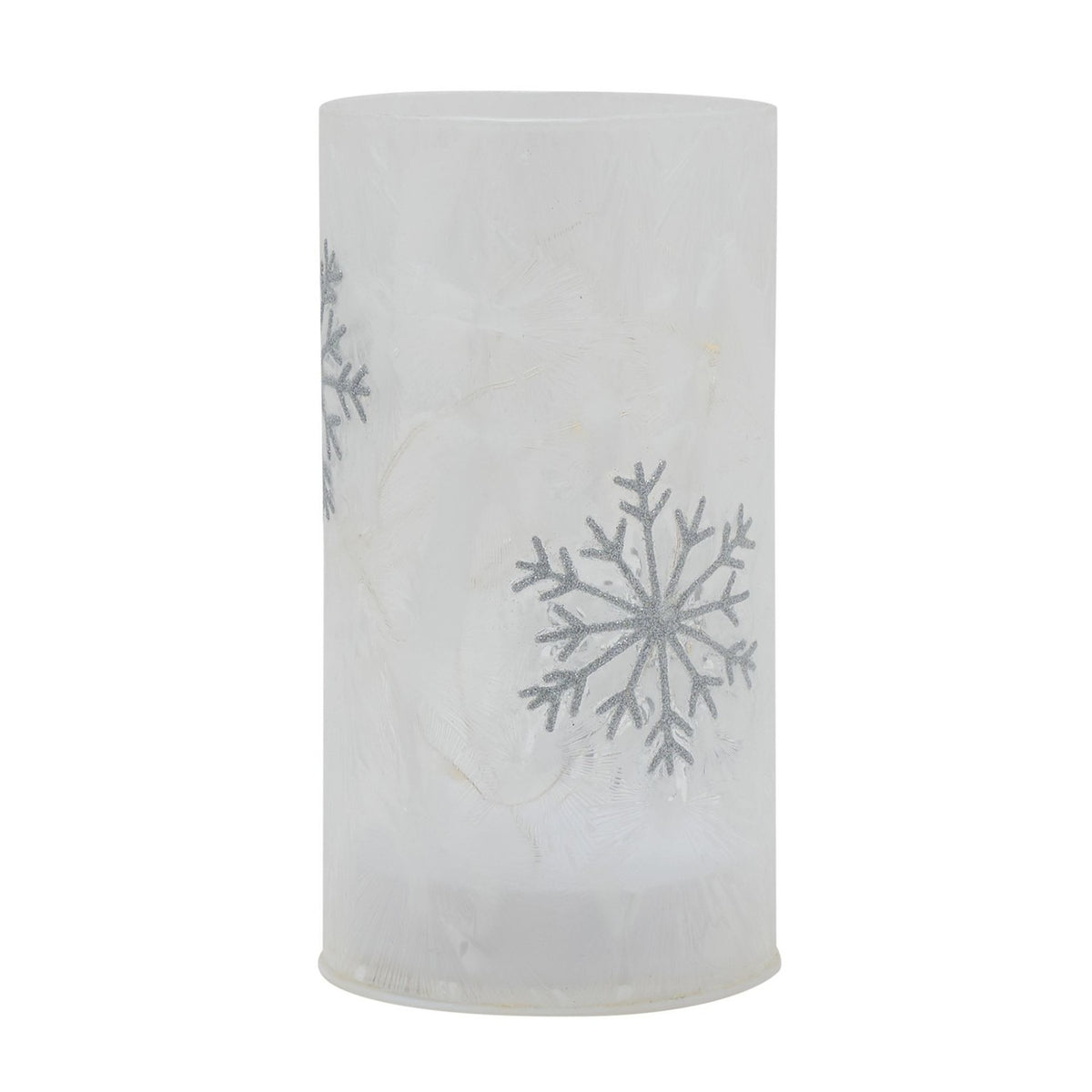 Small Snowflake Glass LED Tube Light-Up Decoration - Silver