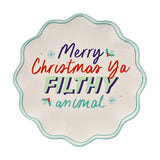 Christmas Filthy Animal Wavy Edge Stoneware Plate - White