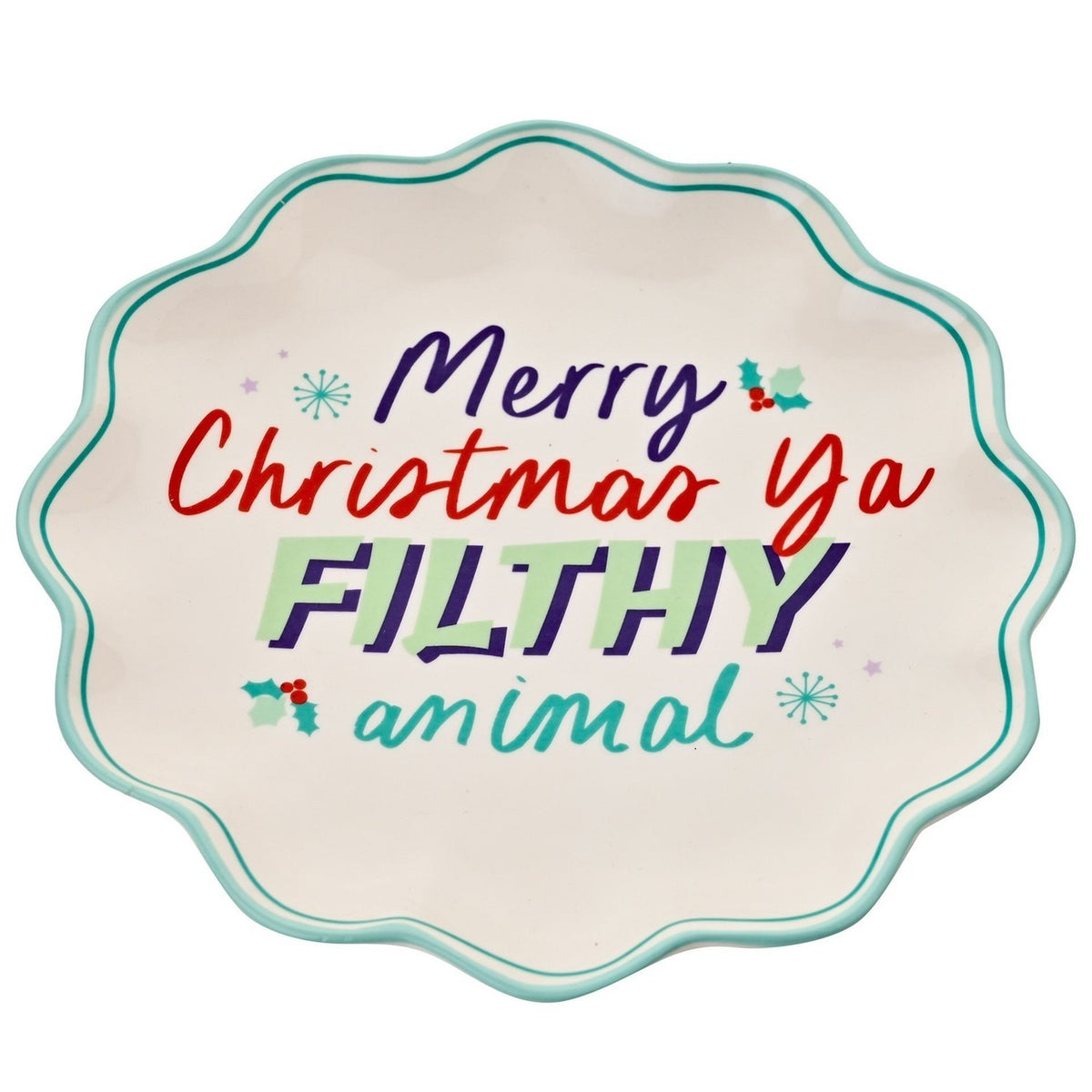 Christmas Filthy Animal Wavy Edge Stoneware Plate - White