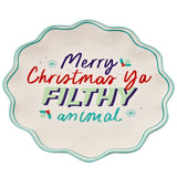 Christmas Filthy Animal Wavy Edge Stoneware Plate - White