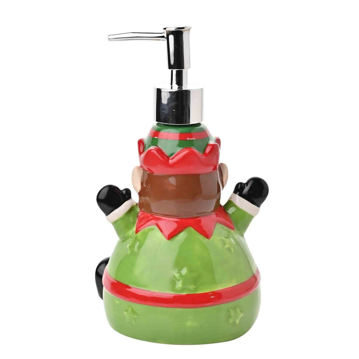 Sitting Elf Ceramic Soap Dispenser with Silver Pump - Green
