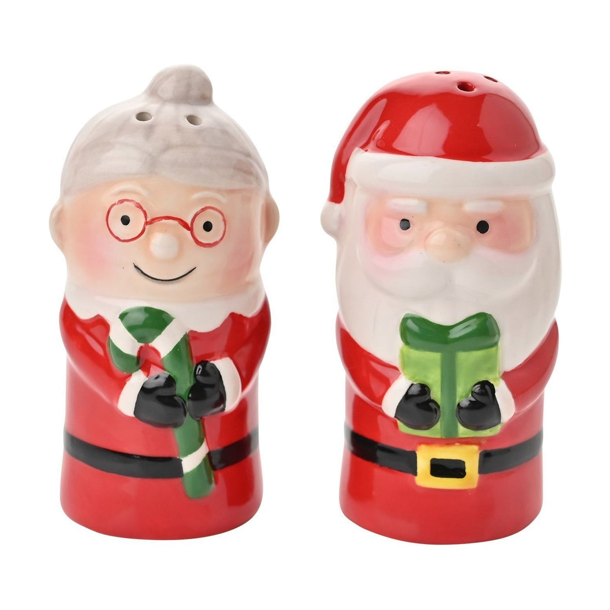 Santa & Friend Stoneware Salt & Pepper Shaker Set - Red