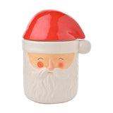Large Santa Face Earthenware Biscuit Barrel - White & Red
