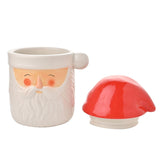 Large Santa Face Earthenware Biscuit Barrel - White & Red