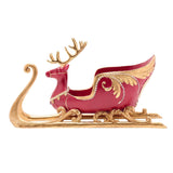 Deer & Sleigh Resin Wine Bottle Holder with Gold Trim - Red